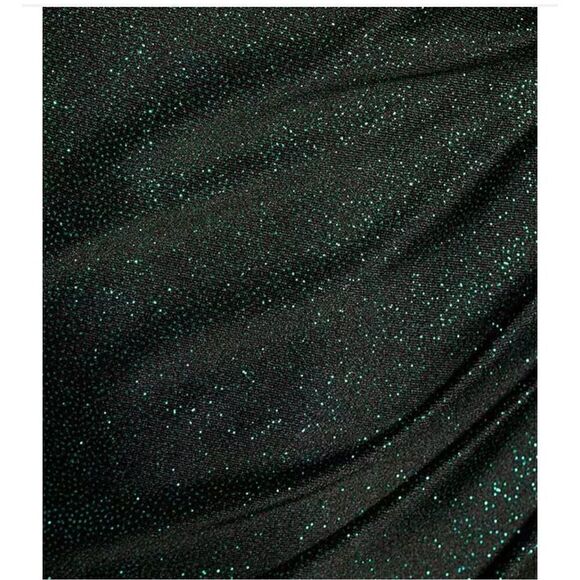 NWT Honey and Rosie  Green Sparkly One Shoulder Pleated Sideb Long Dress Prom Dr - Picture 4 of 7